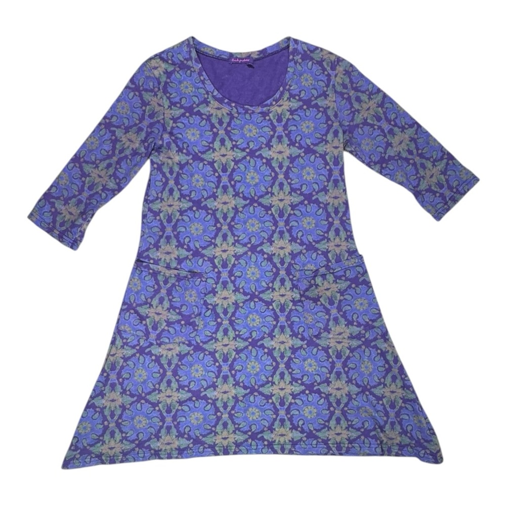 Fresh Produce Purple Geometric Tunic Dress S | Made in USA | Pockets